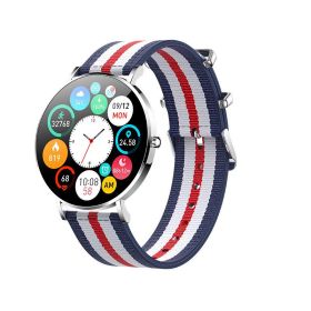 New Ultra-thin Smart Watch Women 1.36 Inch Screen (Color: Silver nylon)