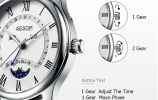 New AESOP Watch Men Sapphire Crystal Quartz Wrist Wristwatch Moon Phase Leather Male Clock Relogio Masculino Hodinky reloj hombr