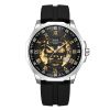 Shark Sports Watch Men Fashion 3D Skull Design SAS Shield Anchor Vintage Mechanical Watches Silicone Strap Skeleton Wirstwatch