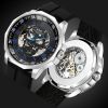 Shark Sports Watch Men Fashion 3D Skull Design SAS Shield Anchor Vintage Mechanical Watches Silicone Strap Skeleton Wirstwatch
