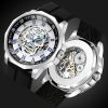 Shark Sports Watch Men Fashion 3D Skull Design SAS Shield Anchor Vintage Mechanical Watches Silicone Strap Skeleton Wirstwatch