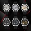 Shark Sports Watch Men Fashion 3D Skull Design SAS Shield Anchor Vintage Mechanical Watches Silicone Strap Skeleton Wirstwatch